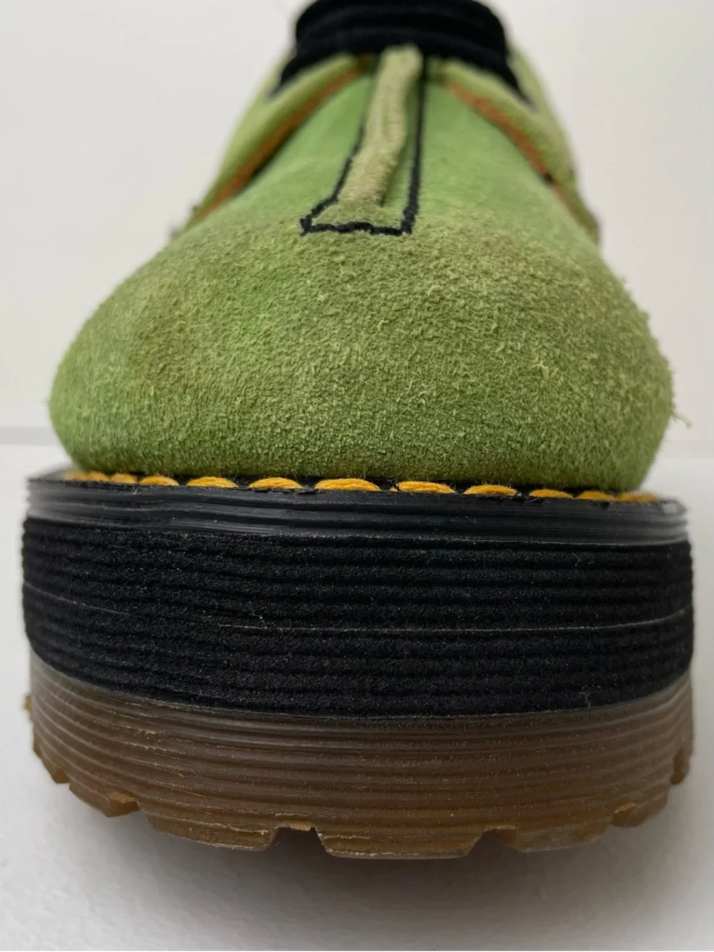 Vintage Dr. Martens England Crazy Bomb Green Suede Platform Oxfords UK 4